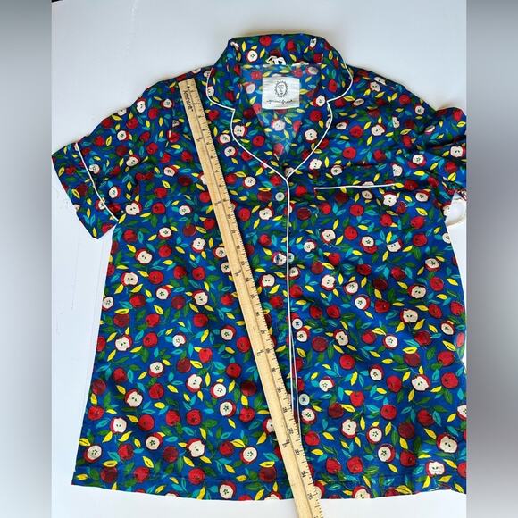 Print Fresh NWT Apple Orchard Novelty Print Pajama Set XS Short Sleeve Teacher - Picture 10 of 14